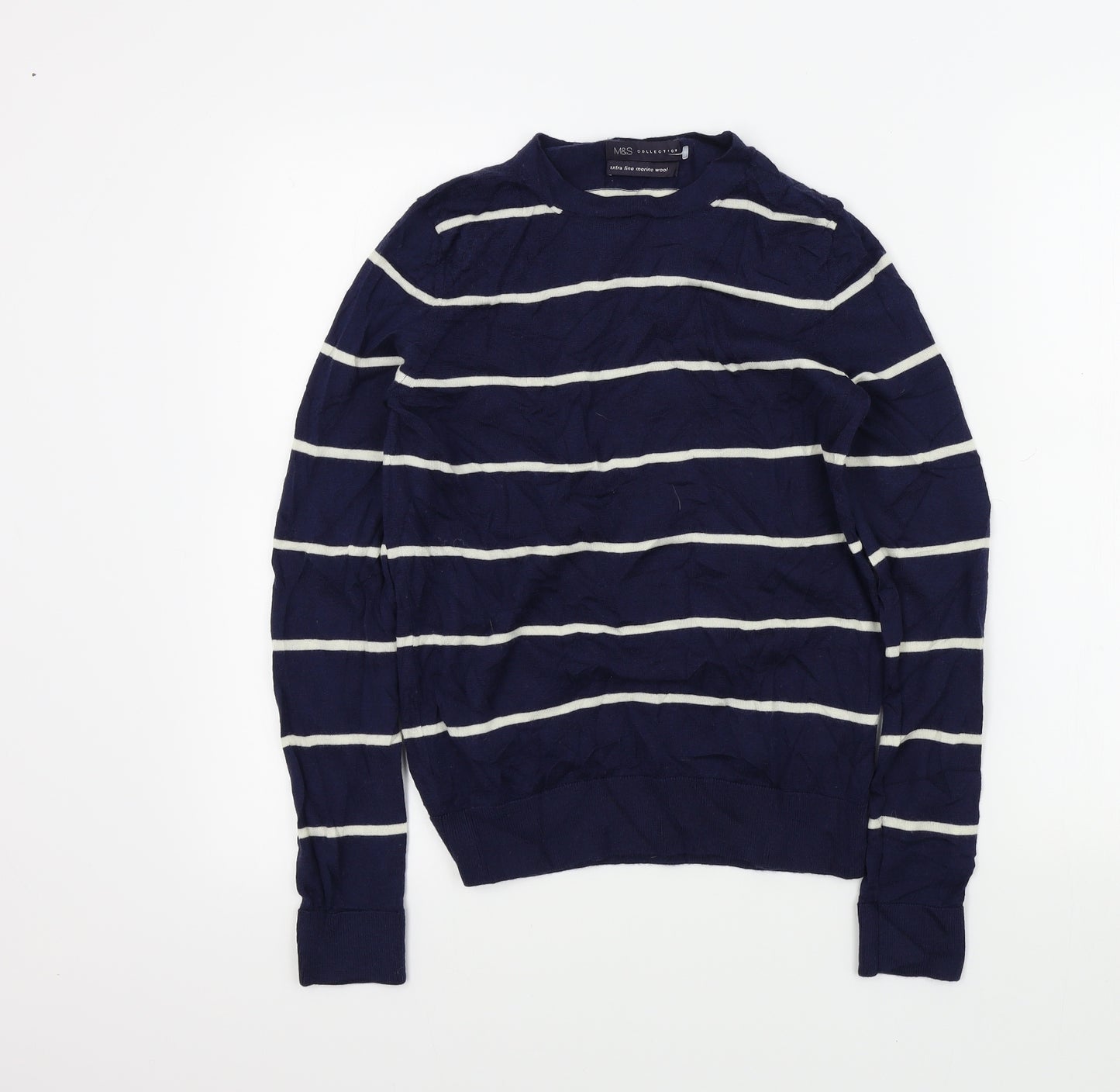 M&S Womens Blue Striped  Pullover Jumper Size 8