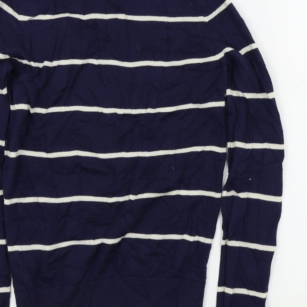 M&S Womens Blue Striped  Pullover Jumper Size 8