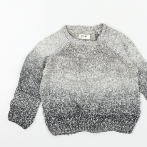 F&F Boys Grey   Pullover Jumper Size 9-12 Months
