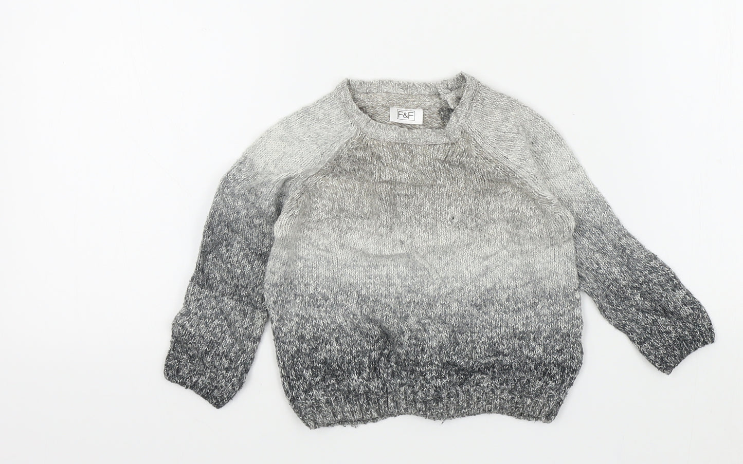 F&F Boys Grey   Pullover Jumper Size 9-12 Months