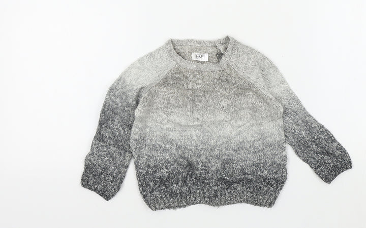 F&F Boys Grey Pullover Jumper Size 9-12 Months