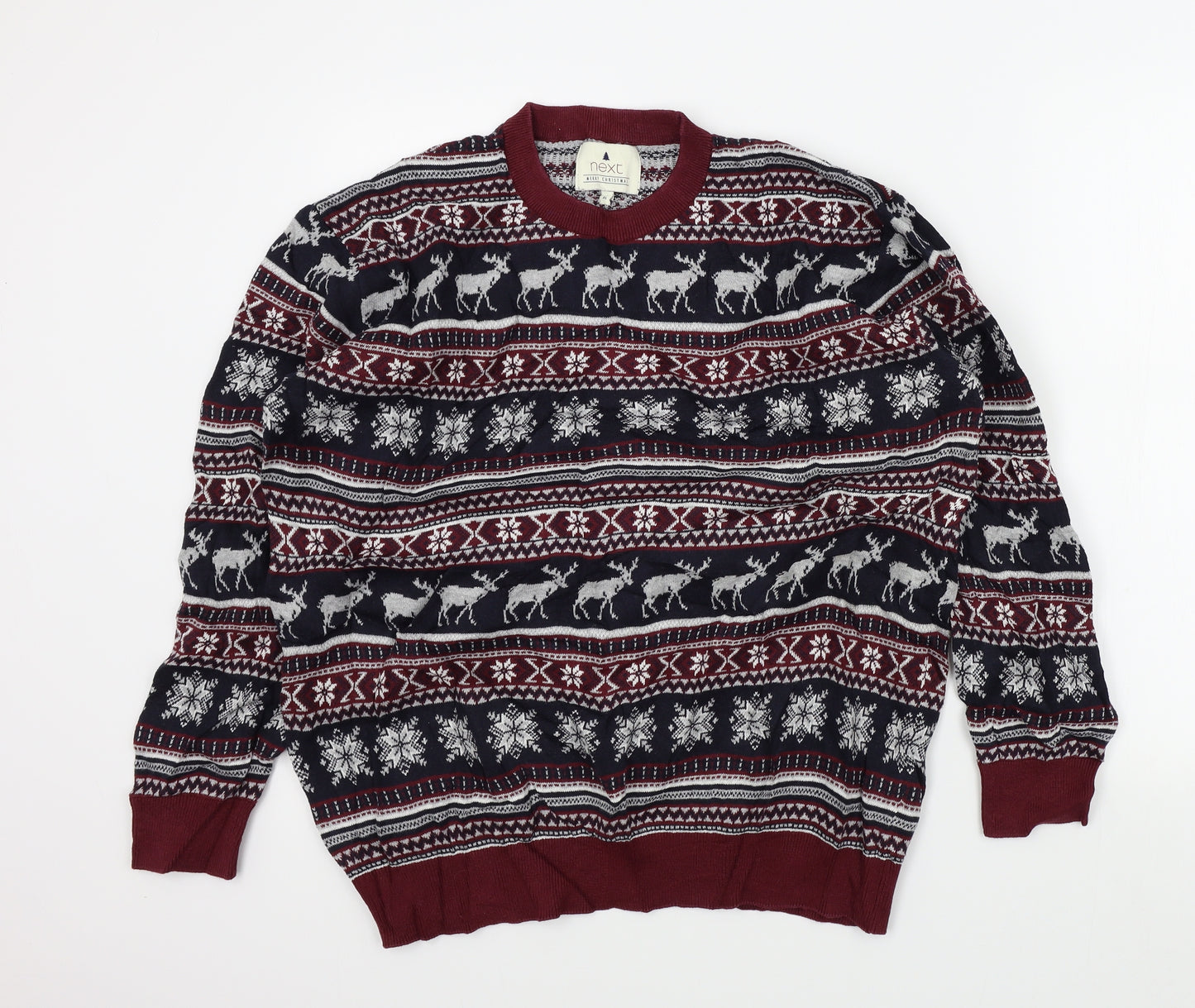 NEXT Mens Red Geometric  Pullover Jumper Size XL