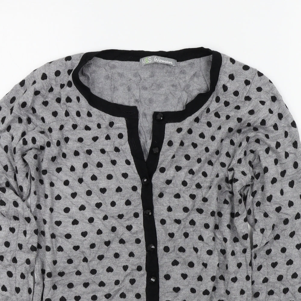 M&S Womens Grey   Cardigan Jumper Size 8