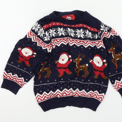 Primark Baby Blue Colourblock  Pullover Jumper Size 36 Months  - christmas jumper