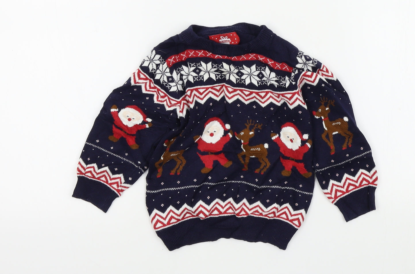 Primark Baby Blue Colourblock  Pullover Jumper Size 36 Months  - christmas jumper