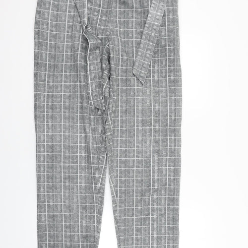 Mega Womens Grey Check  Trousers  Size 14 L28 in