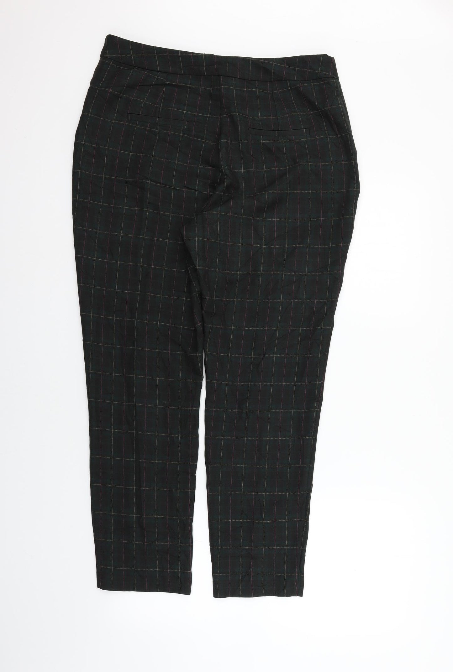 TU Womens Green Check  Trousers  Size 14 L28 in