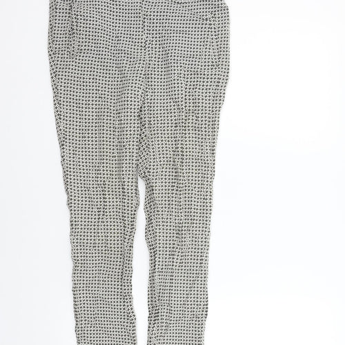 Dorothy Perkins Womens Silver Geometric  Trousers  Size 8 L26 in