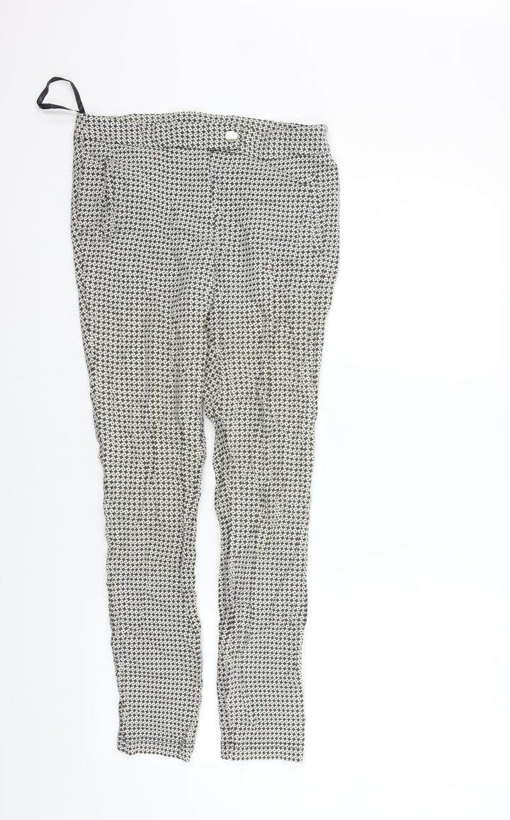 Dorothy Perkins Womens Silver Geometric  Trousers  Size 8 L26 in