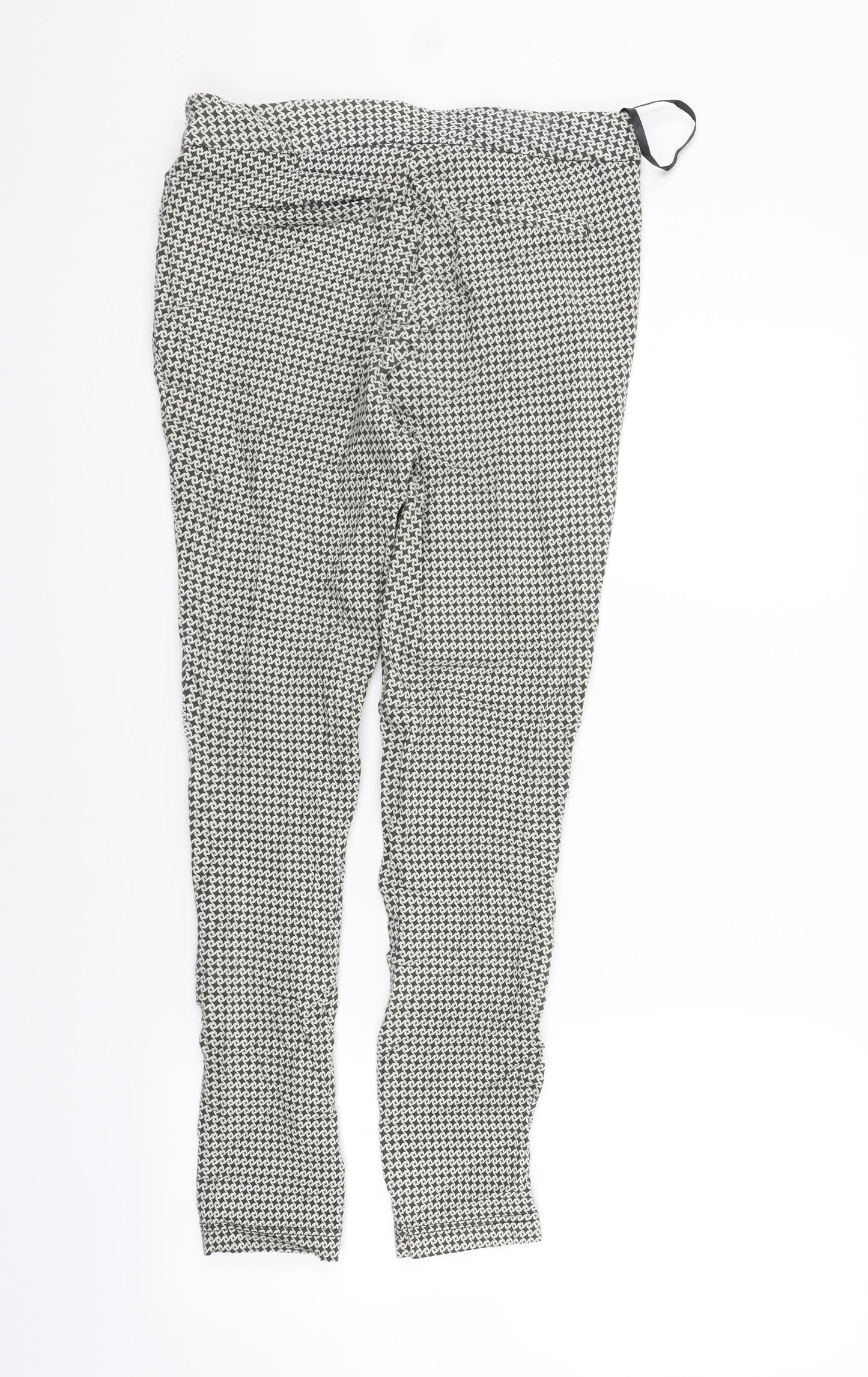 Dorothy Perkins Womens Silver Geometric  Trousers  Size 8 L26 in