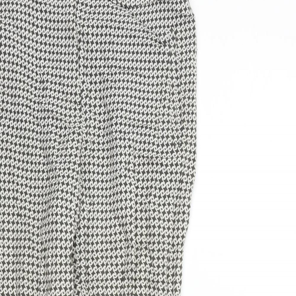 Dorothy Perkins Womens Silver Geometric  Trousers  Size 8 L26 in
