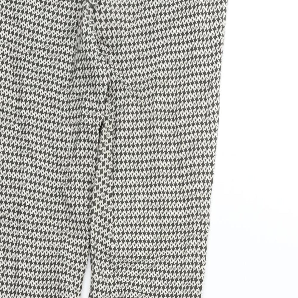 Dorothy Perkins Womens Silver Geometric  Trousers  Size 8 L26 in