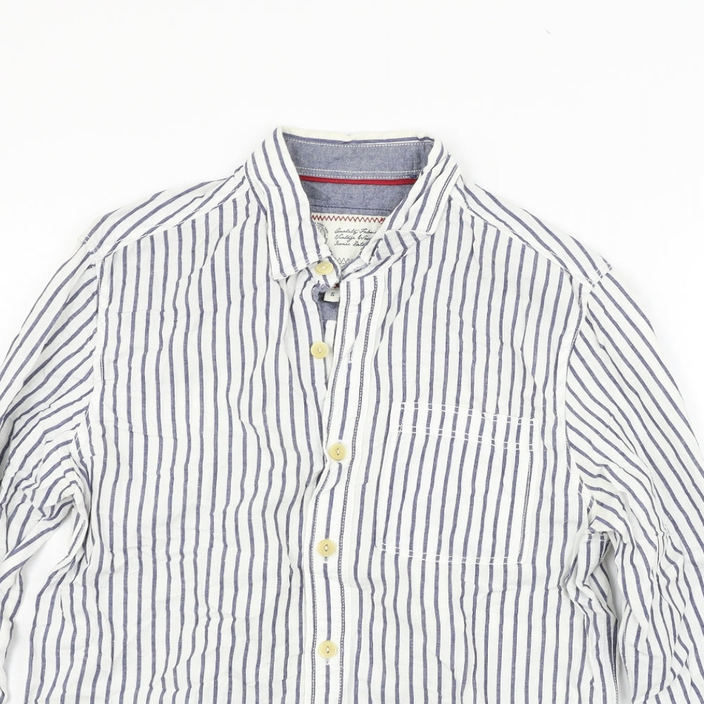 Fat Face Womens White Geometric  Basic Button-Up Size S