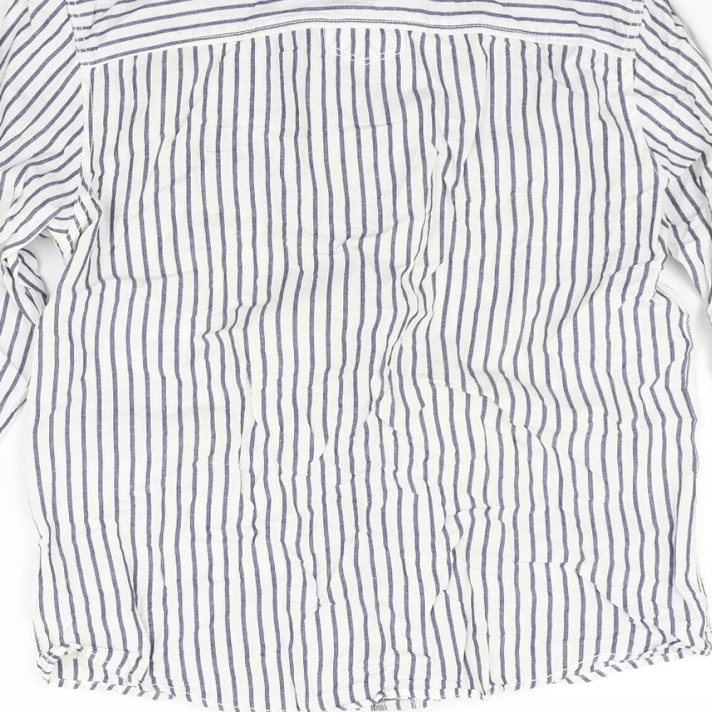 Fat Face Womens White Geometric  Basic Button-Up Size S