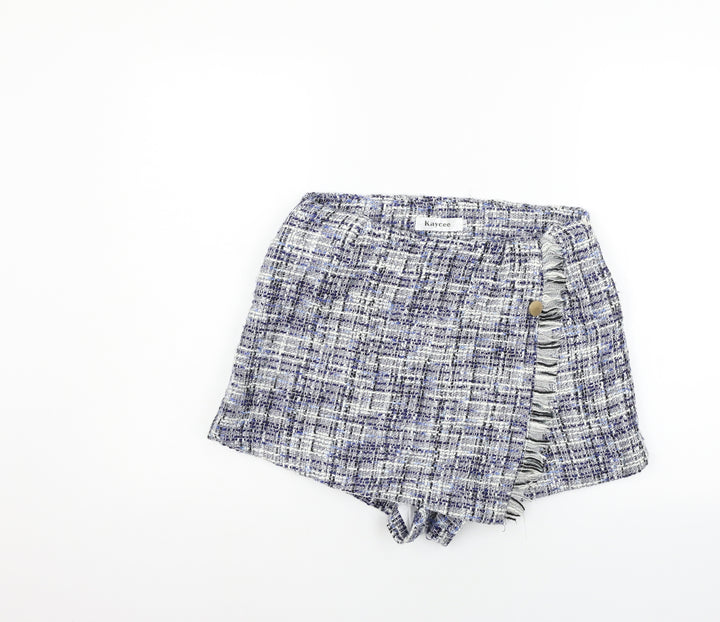 Kaycee Womens Blue Check Cut-Off Shorts Size L