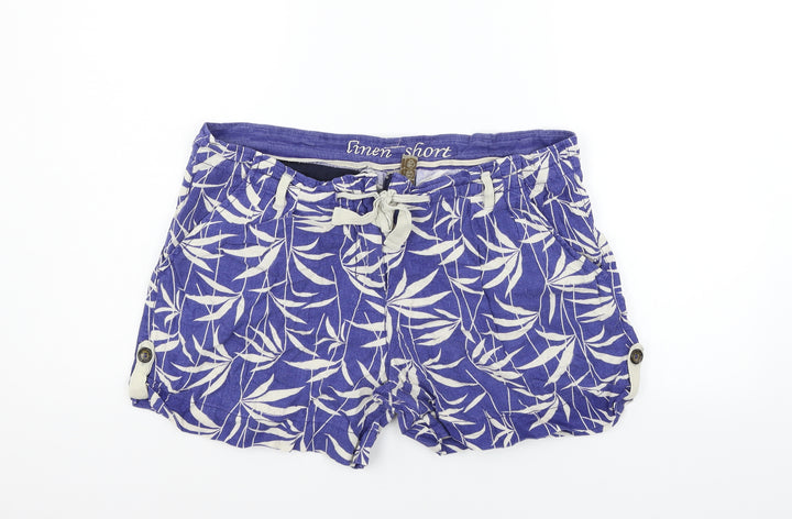 deniem co Womens Blue Geometric Sweat Shorts Size 14