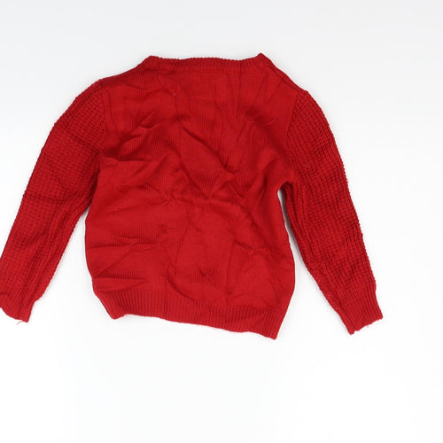Primark Girls Red   Pullover Jumper Size 4-5 Years  - christams
