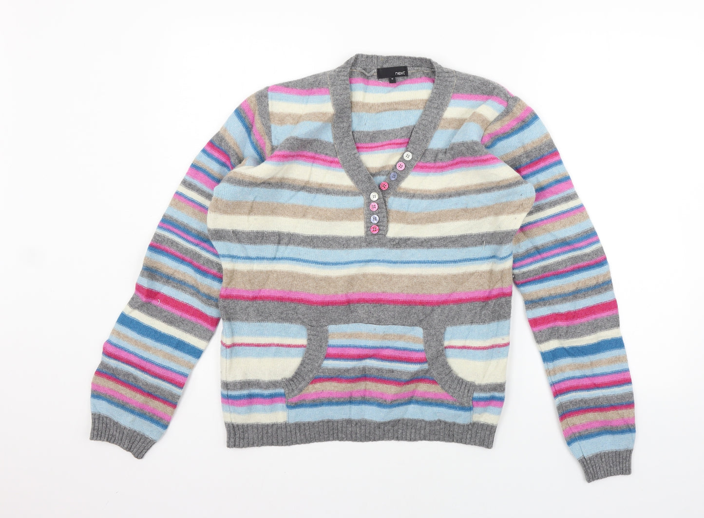 NEXT Womens Grey Striped  Pullover Jumper Size 16