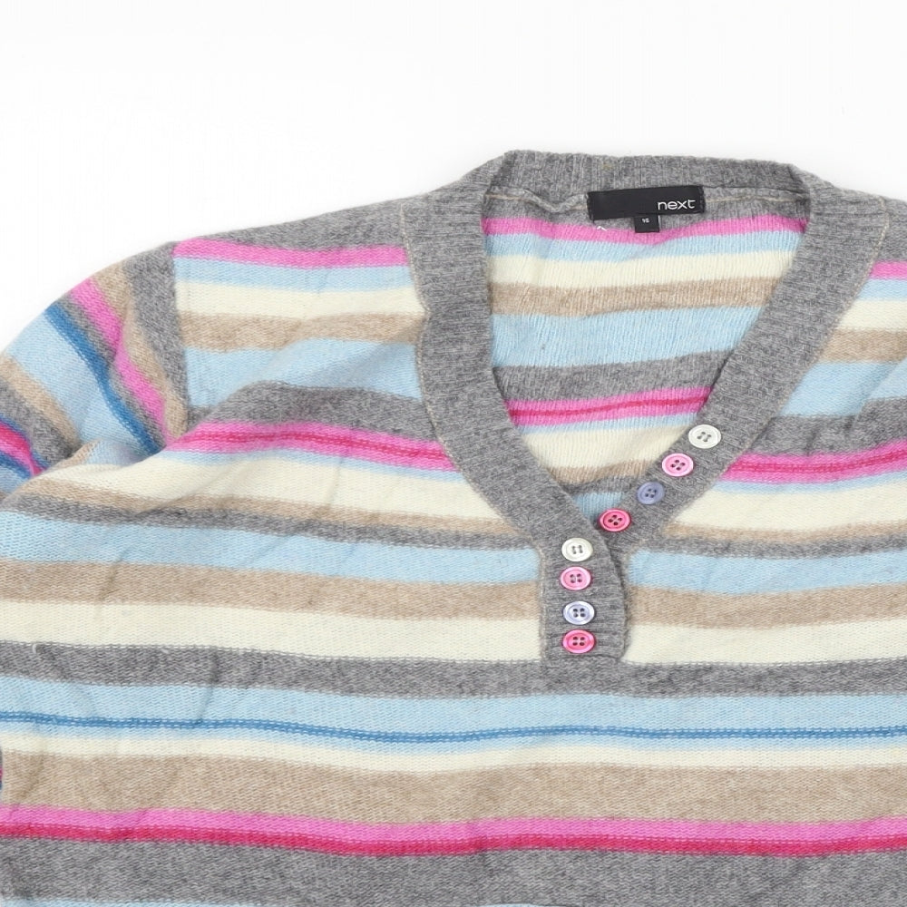 NEXT Womens Grey Striped  Pullover Jumper Size 16