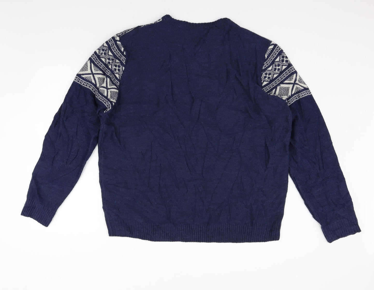 F&F Mens Black Geometric  Pullover Jumper Size 2XL