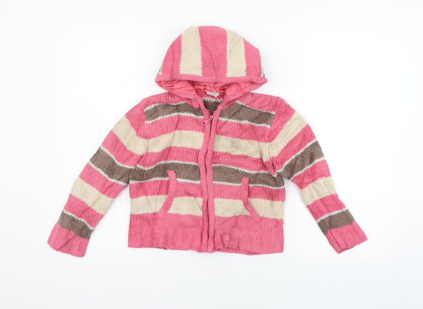 Girl2Girl Girls Orange Striped  Full Zip Jumper Size 4-5 Years