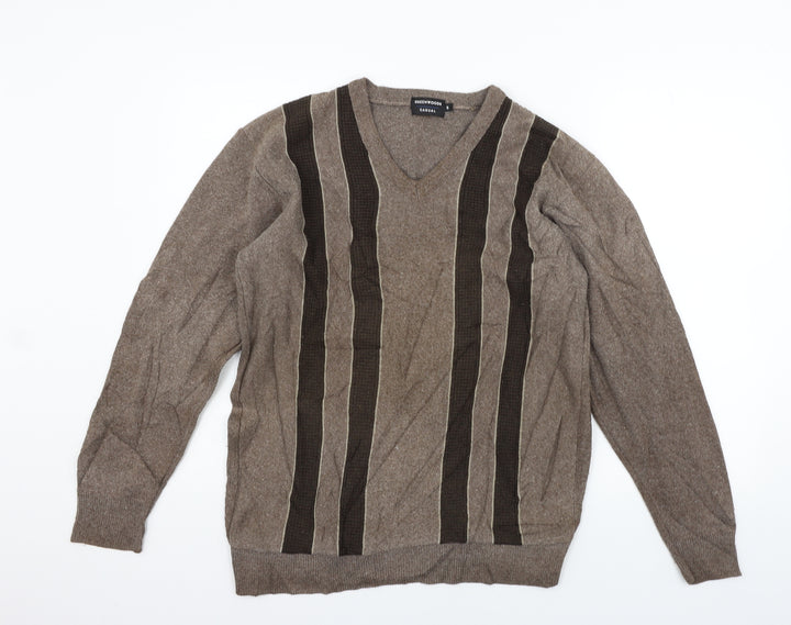 GREENWOODS Mens Brown Pullover Jumper Size S