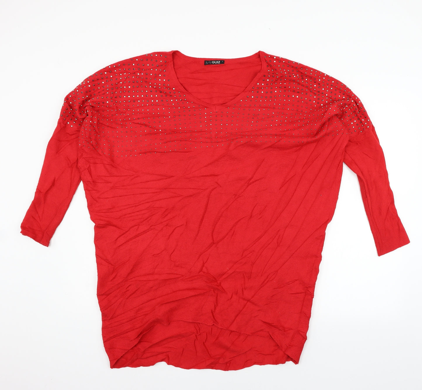 Quiz Womens Red   Henley Jumper Size L
