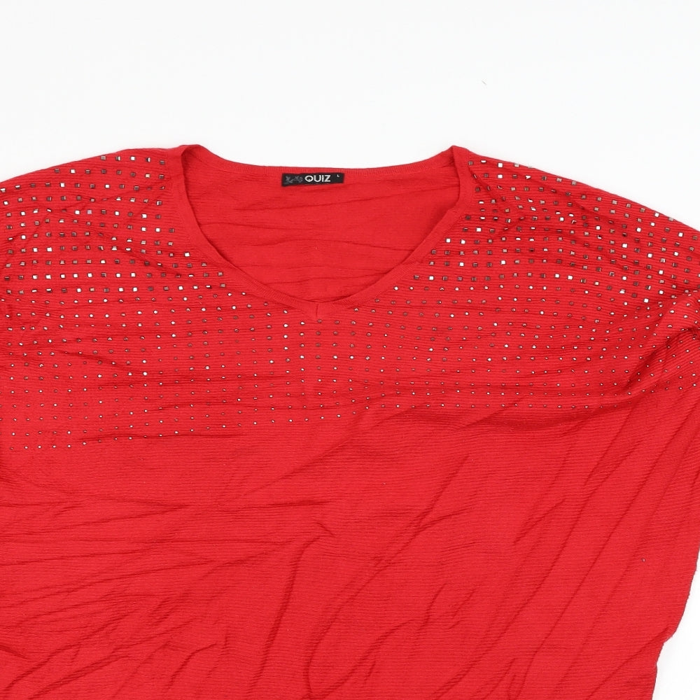 Quiz Womens Red   Henley Jumper Size L