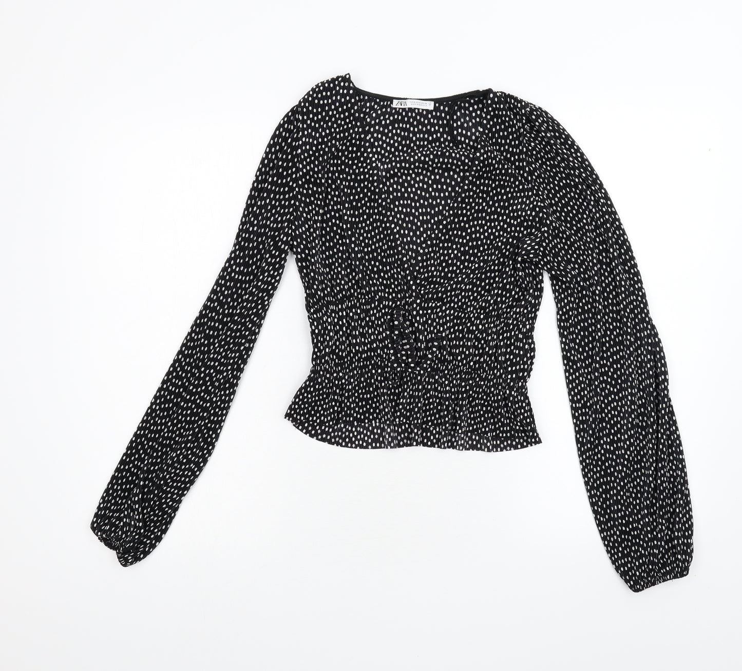 Zara Womens Black Polka Dot  Tunic Blouse Size S