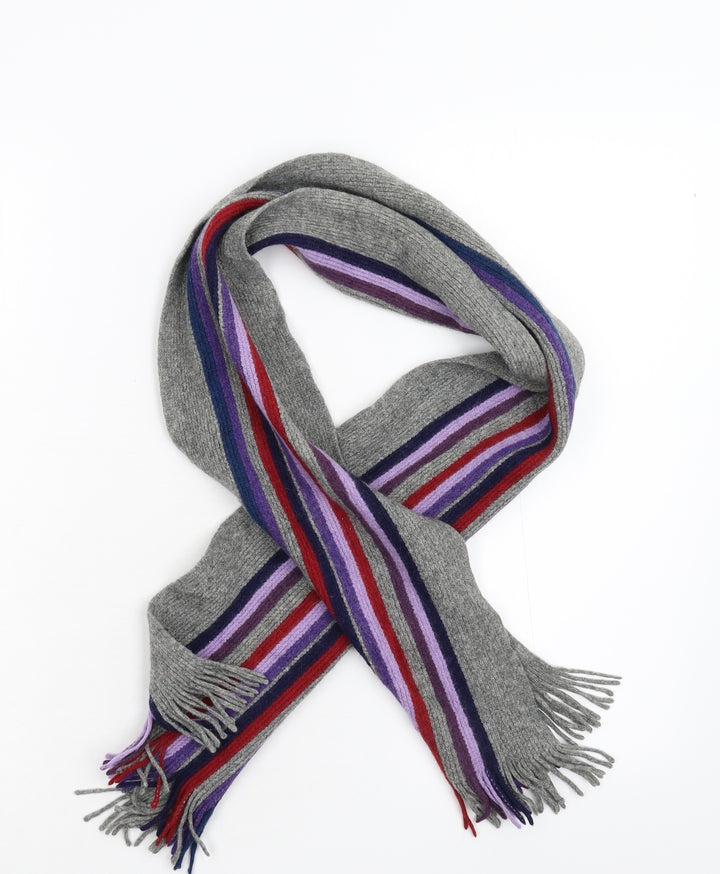 Preworn Unisex Grey Striped Scarf One Size