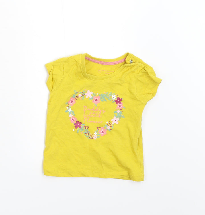 Primark Girls Yellow   Basic T-Shirt Size 6-9 Months