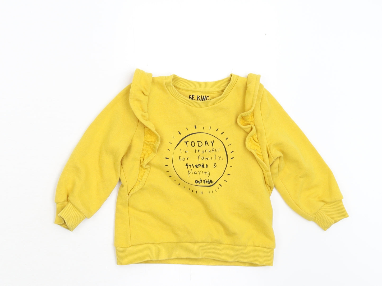 F&F Girls Yellow   Pullover Jumper Size 12-18 Months