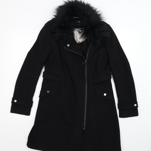 Wallis Womens Black   Overcoat Coat Size 8