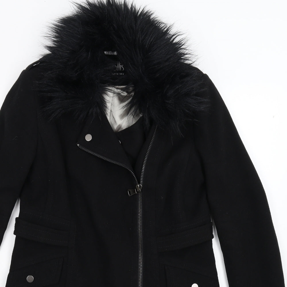 Wallis Womens Black   Overcoat Coat Size 8