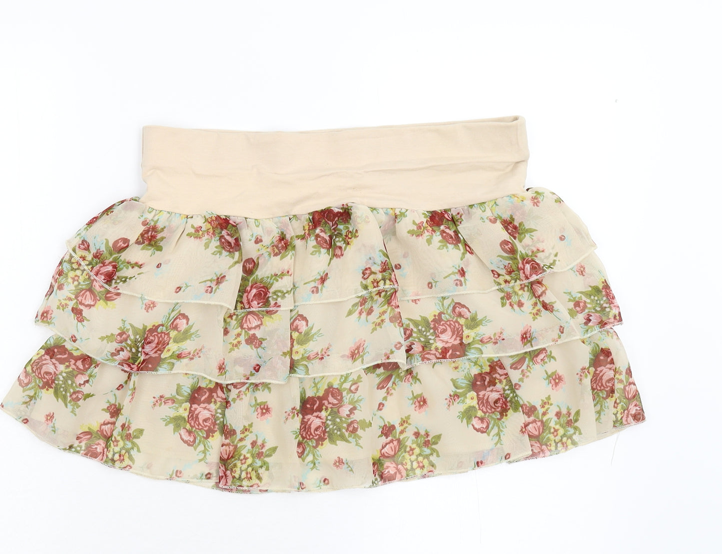 Primark Womens Beige Floral  Mini Skirt Size 14