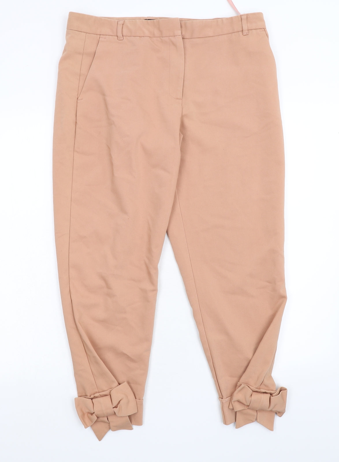 River Island Womens Pink   Cropped Trousers Size 14 L25 in - BOW ON HEM