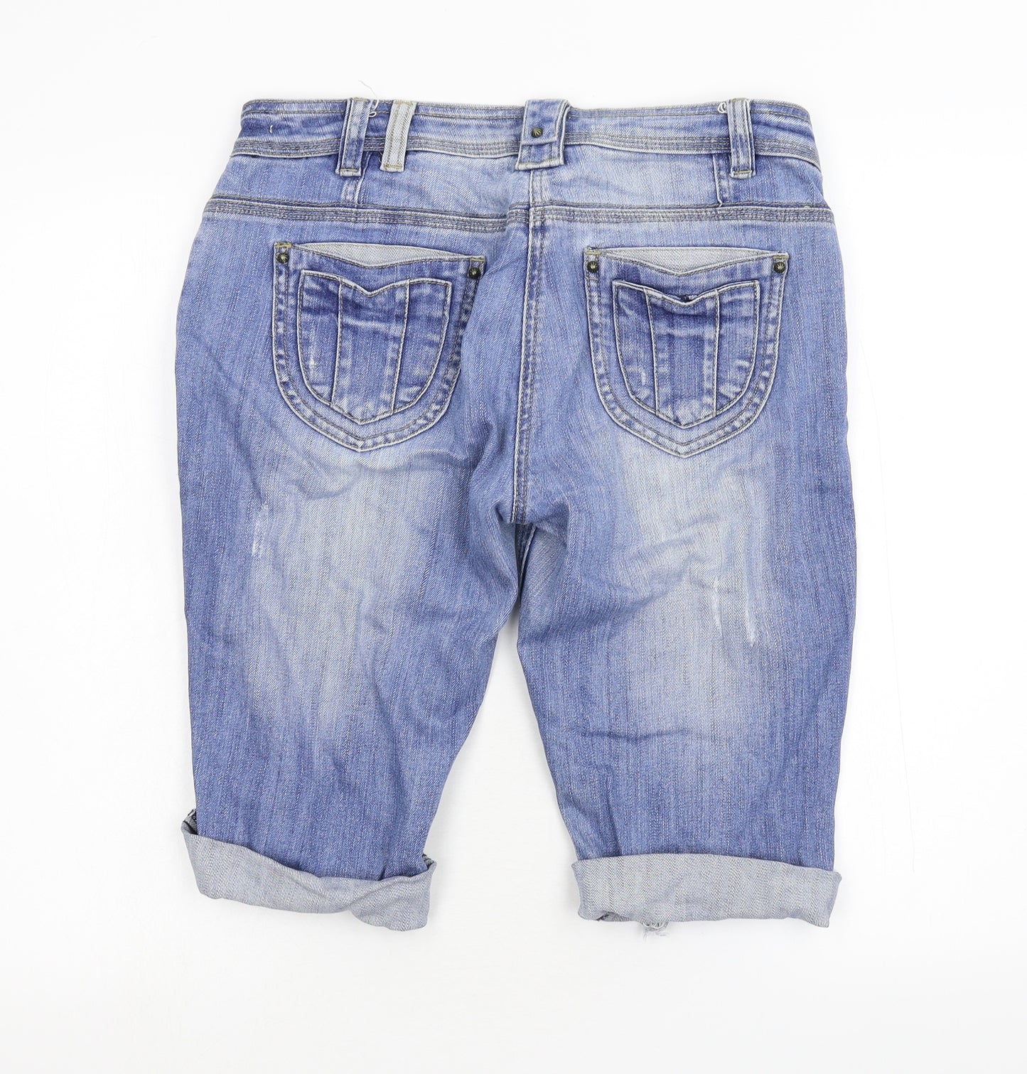 George Womens Blue  Denim Cut-Off Shorts Size 10 - Customised Cropped/disstressed