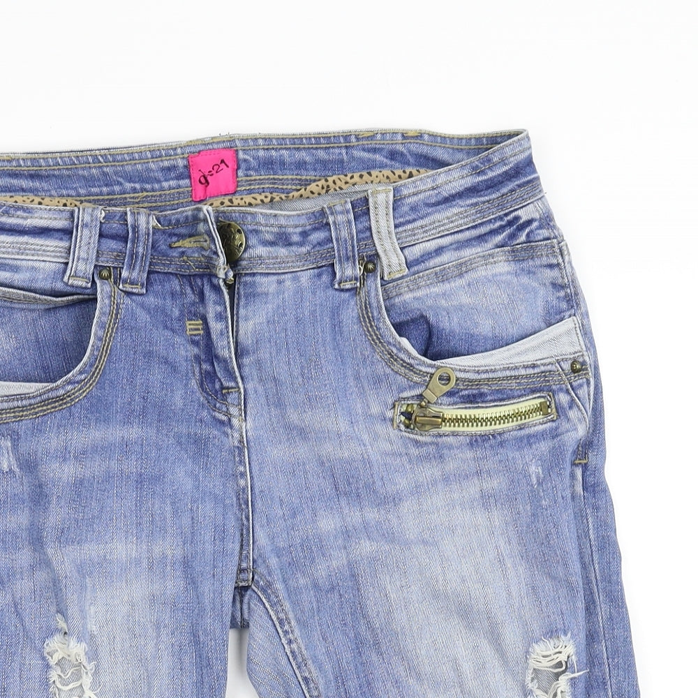 George Womens Blue  Denim Cut-Off Shorts Size 10 - Customised Cropped/disstressed