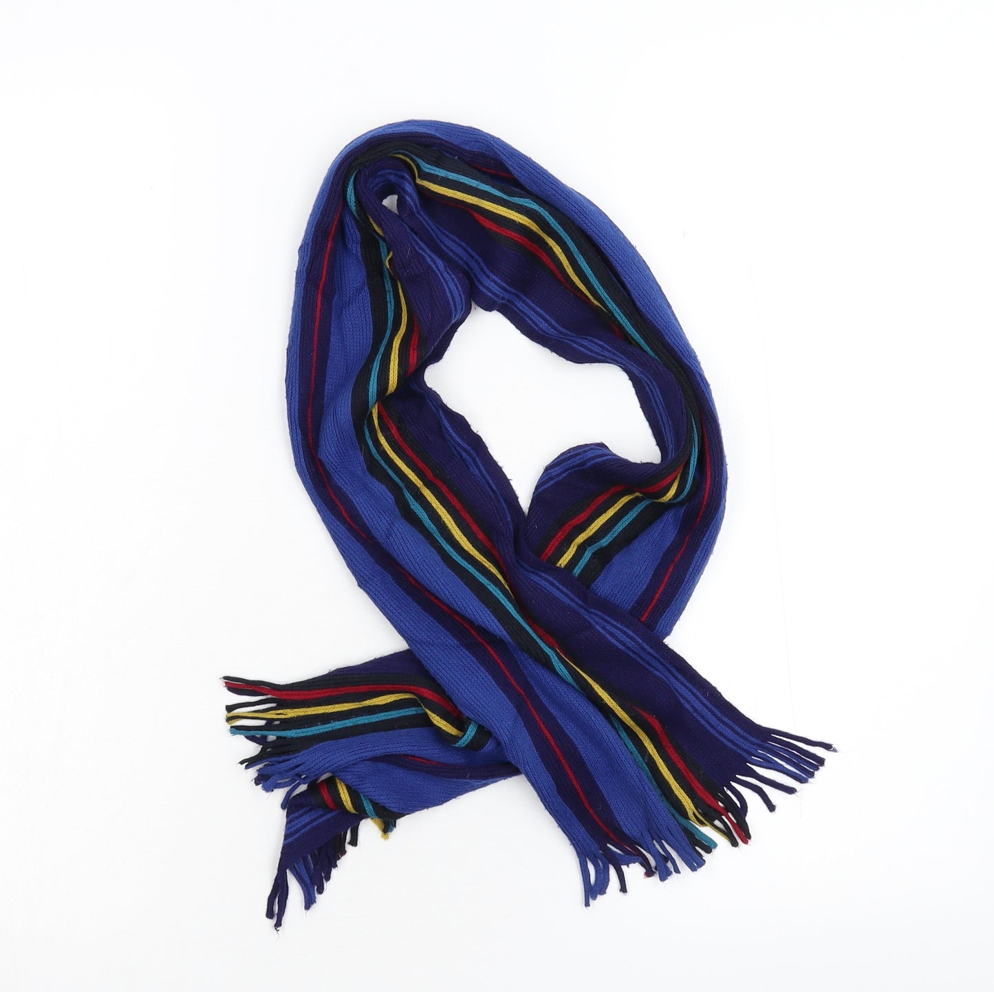 Preworn Mens Blue Striped  Scarf