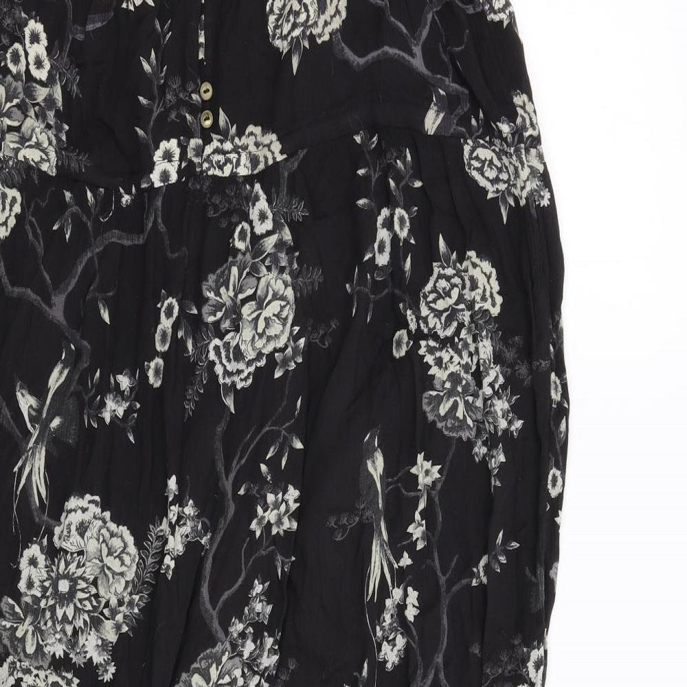 Fat Face Womens Black Floral  A-Line  Size 12