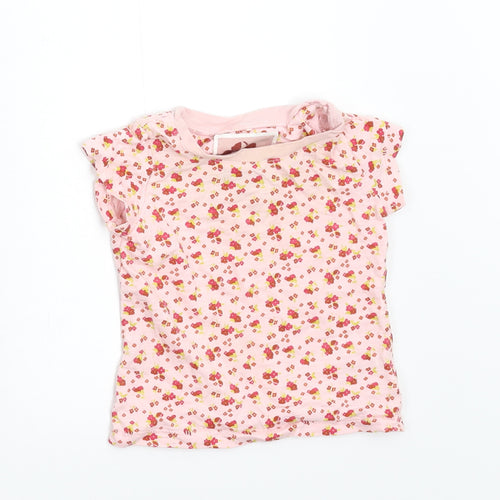 NEXT Girls Pink Floral  Basic T-Shirt Size 3-6 Months