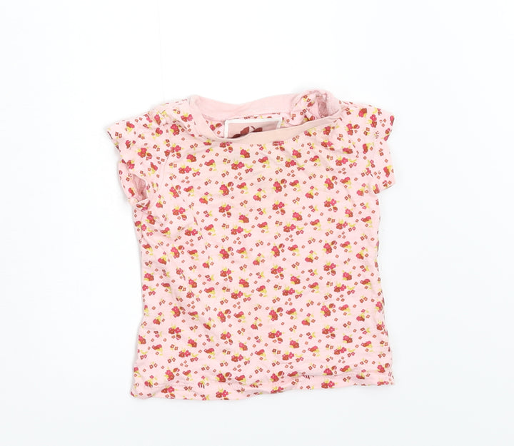 NEXT Girls Pink Floral Basic T-Shirt Size 3-6 Months
