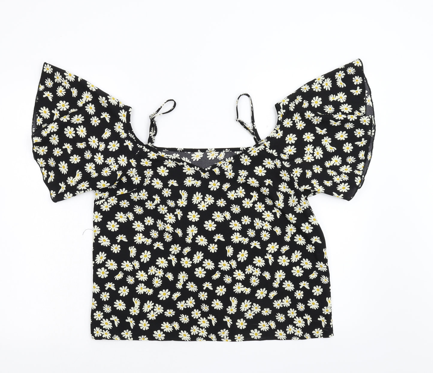 SheIn Womens Black Floral  Tunic Blouse Size L