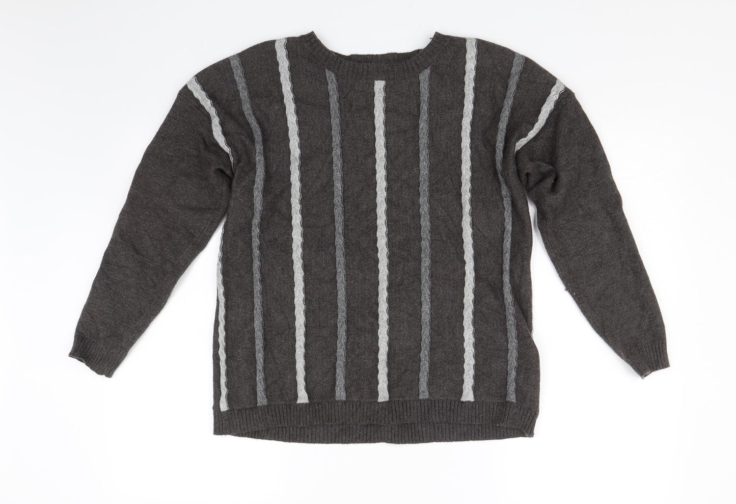 Casami Mens Grey Striped  Pullover Jumper Size M