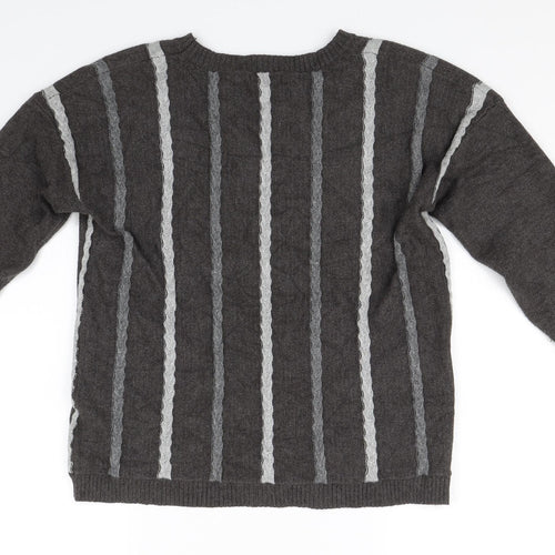 Casami Mens Grey Striped  Pullover Jumper Size M