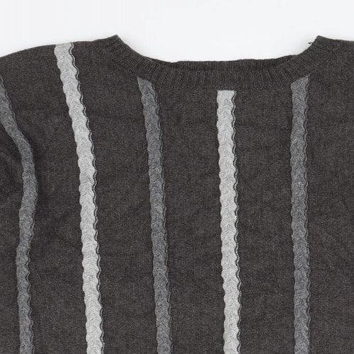 Casami Mens Grey Striped  Pullover Jumper Size M