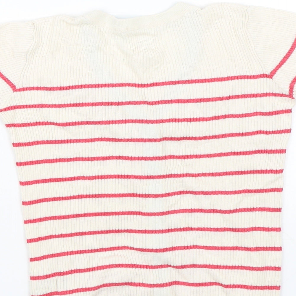 Mini Boden Girls Red Striped  Cardigan Jumper Size 5-6 Years