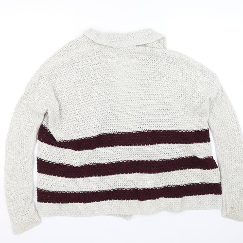 FOREVER 21 Womens Red Striped Knit Cardigan Jumper Size S