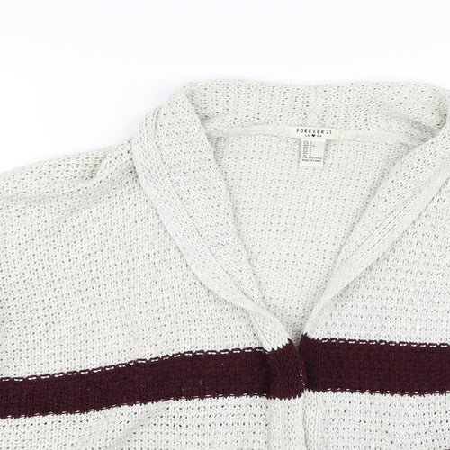 FOREVER 21 Womens Red Striped Knit Cardigan Jumper Size S