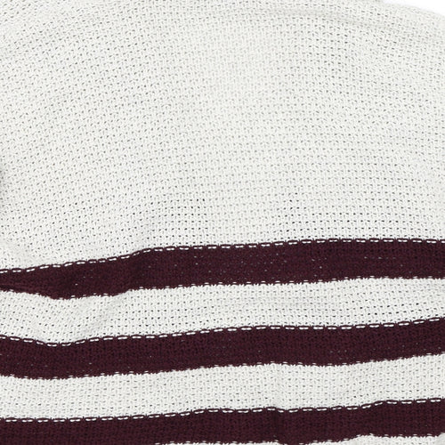 FOREVER 21 Womens Red Striped Knit Cardigan Jumper Size S
